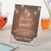 String Lights Rustic Wood Script Sparkler Send-Off Sockelschild (In Situ)