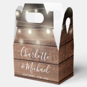 String Lights Rustic Wood Signature Script Hochzei Geschenkschachtel (Geöffnet)
