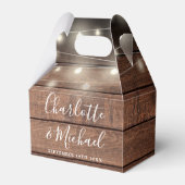 String Lights Rustic Wood Signature Script Hochzei Geschenkschachtel (Vorderseite)
