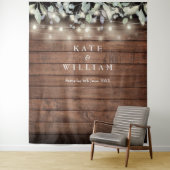 String Lights Rustic Wood Wedding Foto Background Wandteppich (Beispiel)