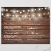 String Lights Rustic Wood Wedding Program (Vorderseite)