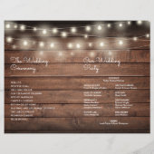 String Lights Rustic Wood Wedding Program (Rückseite)