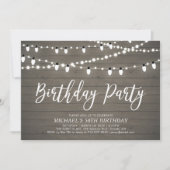 String Lights | Rustikale Erwachsene 50. Geburtsta Einladung (Vorderseite)