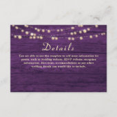 String Lights Rustikale Lila Hochzeitdetails Begleitkarte (Vorderseite)
