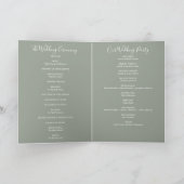 String Lights Sage Green Elegante Script Hochzeit Programm (Innenseite)