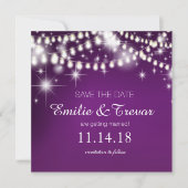String Lights Save the Date | LILA Einladung (Vorderseite)