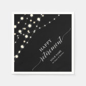 String Lights | Schwarz-Weiß-Party Serviette (Vorderseite)