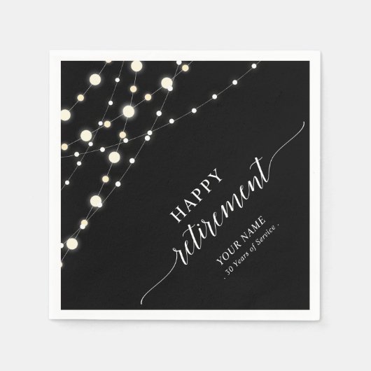 String Lights | Schwarz-Weiß-Party Serviette (Vorderseite)