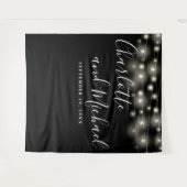 String Lights Schwarz-weiße Wedding Foto Backgroun Wandteppich (Vorderseite (Horizontal))