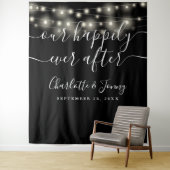 String Lights Schwarz-weiße Wedding Foto Backgroun Wandteppich (Beispiel)