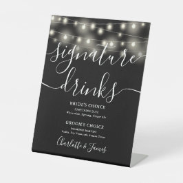 String Lights Schwarz-weiße Wedding Signature Drin Sockelschild