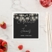 String Lights Script Black and White Wedding Serviette (Beispiel)