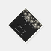 String Lights Script Black and White Wedding Serviette (Ecke)