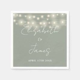 String Lights Script Black and White Wedding Serviette