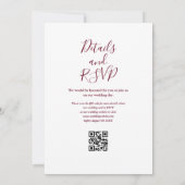 String Lights Script Burgundy QR Code Wedding Einladung (Rückseite)