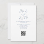 String Lights Script Dusty Blue QR Code Wedding Einladung (Rückseite)