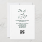 String Lights Script Smarald Green QR Code Wedding Einladung (Rückseite)