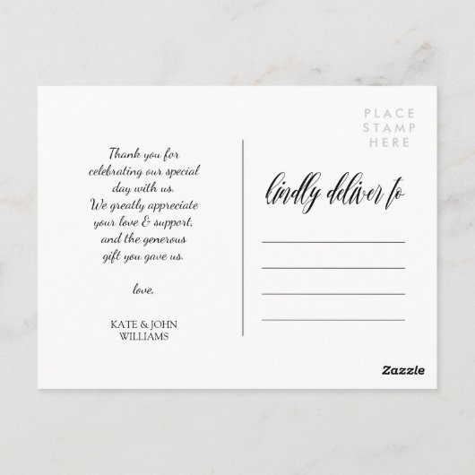 String Lights Script Wedding Foto Vielen Dank Postkarte (Rückseite)