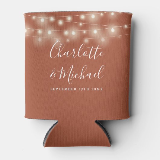 String Lights Signature Script Terracotta Wedding Dosenkühler (Vorderseite)