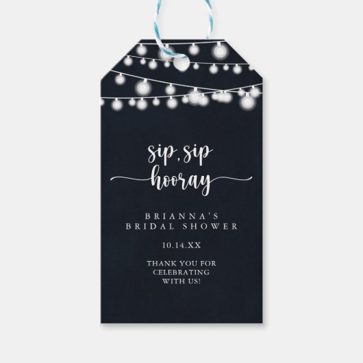 String Lights Sip Hooray Brautparty Geschenkanhänger (Vorderseite)