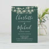 String Lights Smarald in einer einfachen Hochzeit Einladung (Stehend Vorderseite)