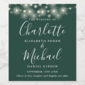 String Lights Smarald Signature Script Wedding Weinetikett (Einzelnes Label)