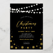 String Lights & Snow | Party für Firmenlogos Folieneinladung (Vorderseite)