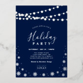 String Lights & Snow | Party für Firmenlogos Folieneinladung (Vorderseite)