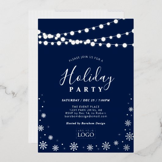 String Lights & Snow | Party für Firmenlogos Folieneinladung (Briefumschlag)