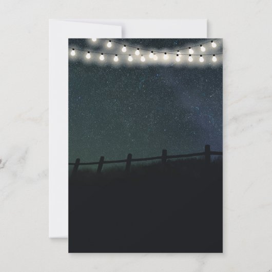 String Lights Stars Birch Tree Hochzeitseinladunge Einladung (Rückseite)