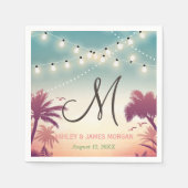 String Lights Summer Outdoor Wedding Monogram Serviette (Vorderseite)