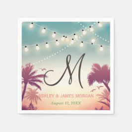 String Lights Summer Outdoor Wedding Monogram Serviette
