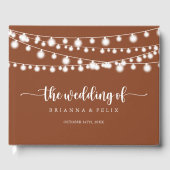 String Lights Terracotta Calligraphy Wedding Gästebuch (Vorderseite)