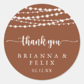 String Lights Terracotta Danke Gastgeschenk Hochze Runder Aufkleber (Vorderseite)