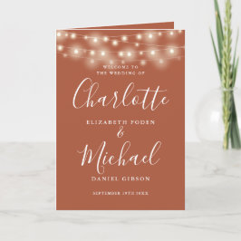 String Lights Terracotta Elegante Script Wedding Programm