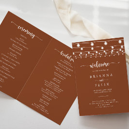 String Lights Terracotta Folded Wedding Program Programm