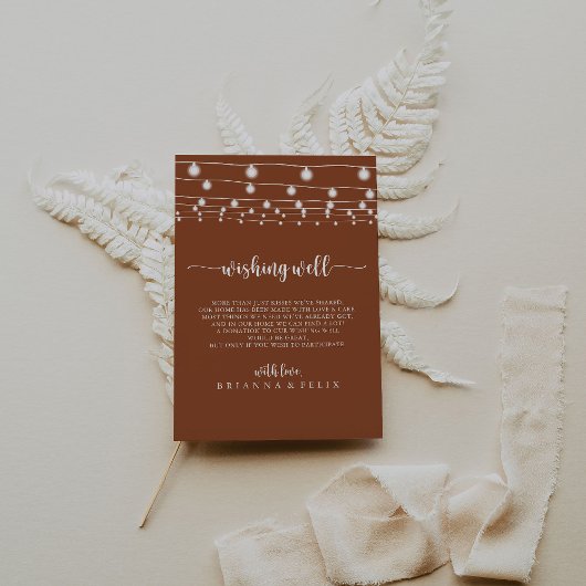 String Lights Terracotta Hochzeit wünschend gut Begleitkarte