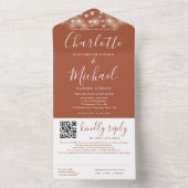 String Lights Terracotta Script QR Code Wedding All In One Einladung (Innen Boden)