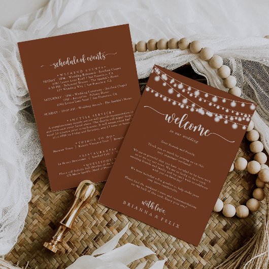 String Lights Terracotta Wedding Welcome Letter