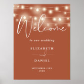 String Lights Terracotta Wedding Welcome Sign Poster (Vorne)