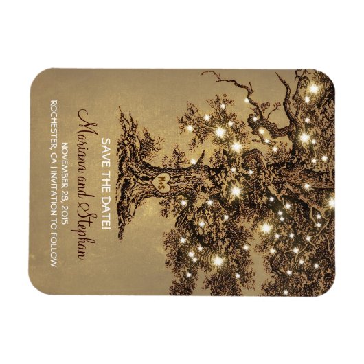 String Lights Tree Save the Date rustikal Magnet (Horizontal)