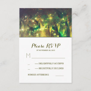 String Lights Tree Southern Rustic Wedding RSVP Karte