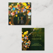 String Lights Trees Business Monogramme Quadratische Visitenkarte (Vorne/Hinten)