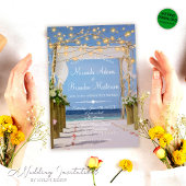 String Lights Tropical Beach Arbor Wedding Einladung