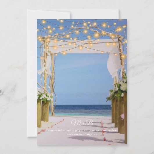 String Lights Tropical Beach Arbor Wedding Einladung (Rückseite)