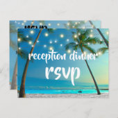 String Lights Tropical Beach Empfang Dinner Einladungspostkarte (Vorne/Hinten)