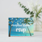 String Lights Tropical Beach Empfang Dinner Einladungspostkarte (Stehend Vorderseite)