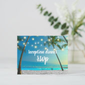 String Lights Tropical Beach Empfang Dinner Einladungspostkarte (Stehend Vorderseite)