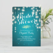 String Lights Türkis Bridal Dusche Einladung (Stehend Vorderseite)