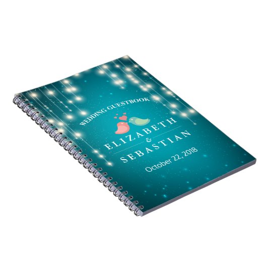 String Lights Turquoise Glitzer Wedbook Notizblock (Rechte Seite)